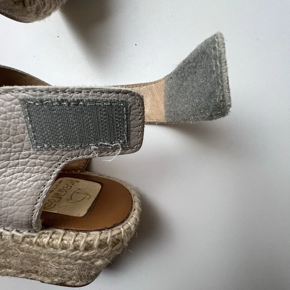 Kanna Taupe Leather Espadrilles Sandals Size 37,  US 7